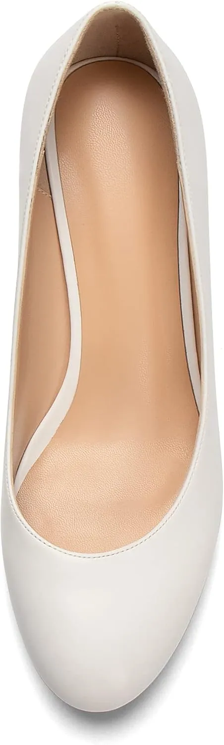 Eldof Women Kitten Heel Pumps - Round Toe 6.5cm Mid-Heel Court Shoes for Wedding, Party, Office