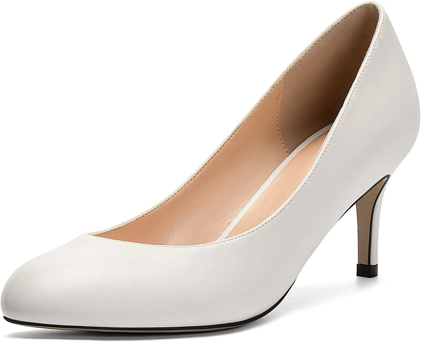 Eldof Women Kitten Heel Pumps - Round Toe 6.5cm Mid-Heel Court Shoes for Wedding, Party, Office