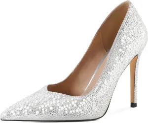 Eldof Women's Classic Dress Pumps Shoes, Sexy Pointed Toe 4" Stiletto High Heels, Office Formal Slip On Size 5-13