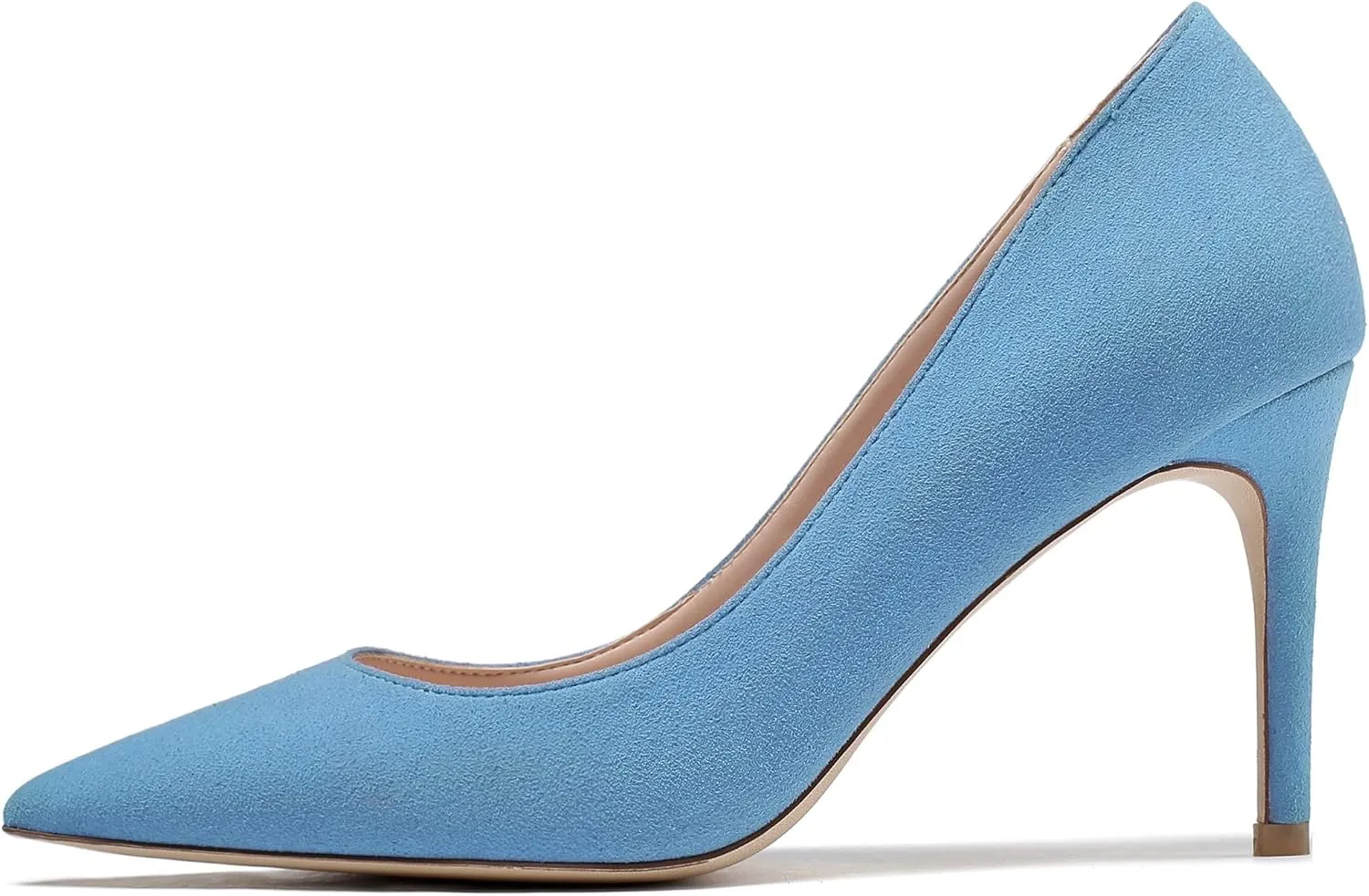 Eldof Women's High Heel Pumps Pointed Toe Suede Heels Slip on Comfort Pumps3.2 Inches for Dress Party Office