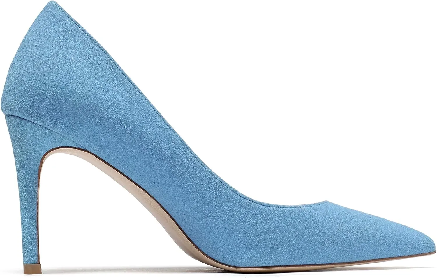 Eldof Women's High Heel Pumps Pointed Toe Suede Heels Slip on Comfort Pumps3.2 Inches for Dress Party Office