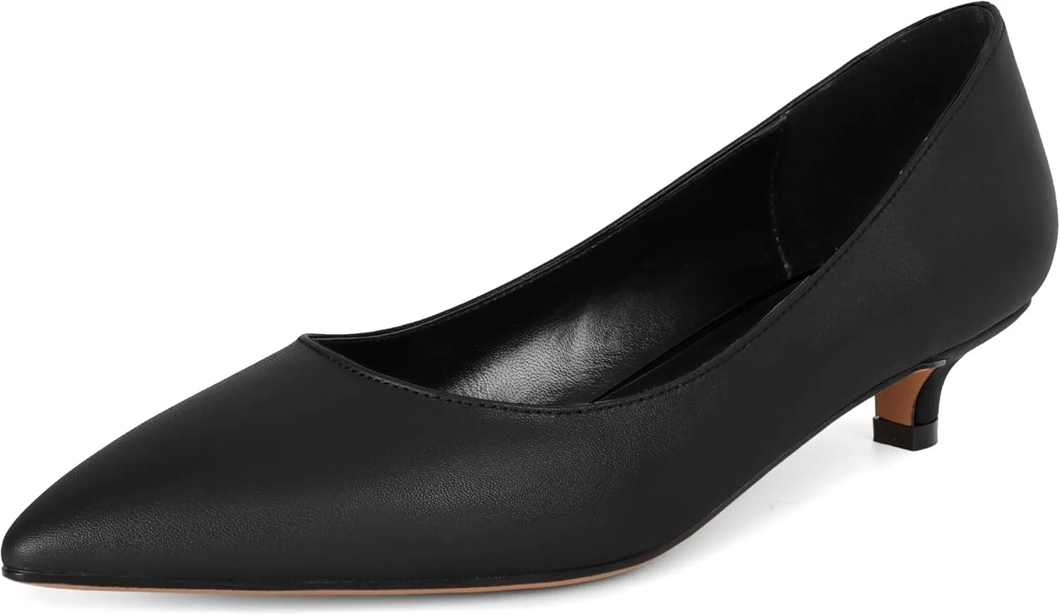 Eldof Women's Low Heel Pumps Pointed Toe Kitten Heels Slip on Comfort Pumps 1.4 Inches for Dress Party Office