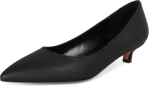 Eldof Women's Low Heel Pumps Pointed Toe Kitten Heels Slip on Comfort Pumps 1.4 Inches for Dress Party Office