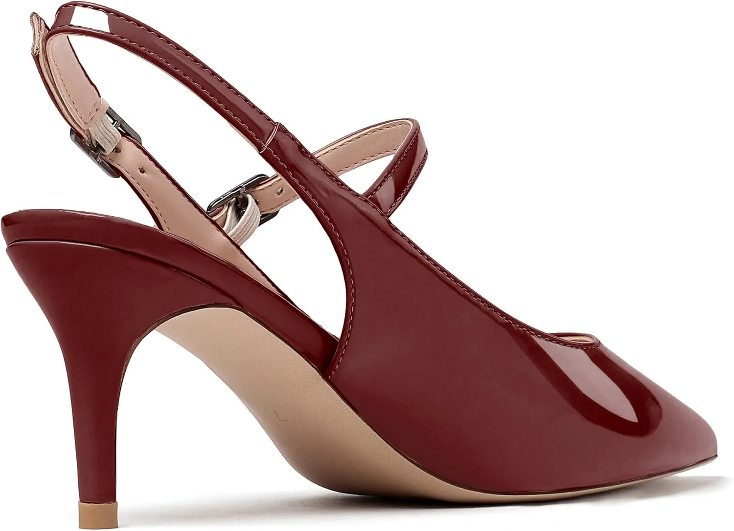 Eldof Women's Pointed Toe Slingback Pumps, Low Heel Ankle Strap Chic Sandals, Classy Kitten Heel 2.5" Heel for Office Dress