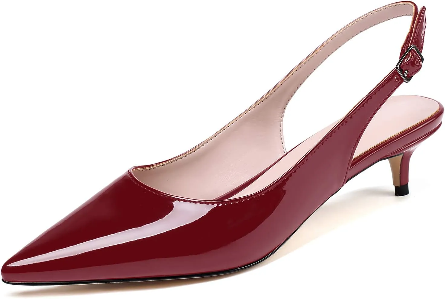 Eldof Women's Slingback Kitten Heel Pumps, 1.4" Pointed Toe Office Low Heel Comfortable Pumps for Office