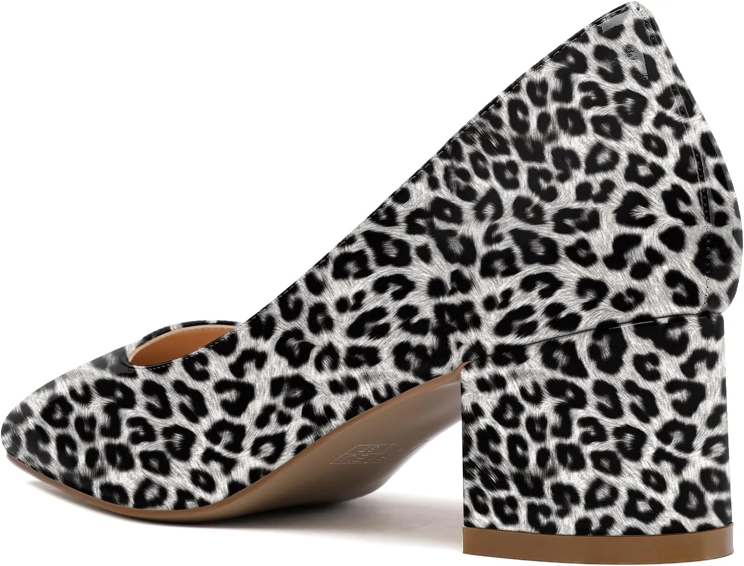 Eldof Women's Square Toe Mid Chunky Block Heel 2 Inch Pumps Slip On Elegant Block Heel Dress Shoes