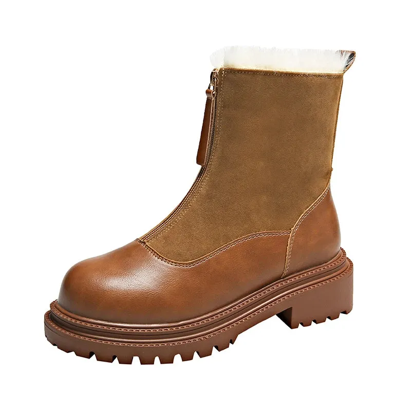Elegant Low Heel Zippers Boots