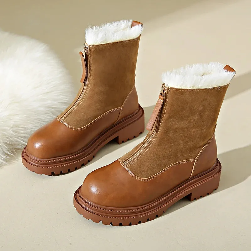 Elegant Low Heel Zippers Boots
