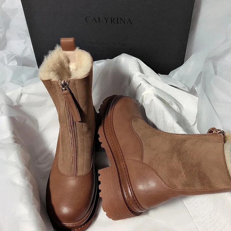 Elegant Low Heel Zippers Boots