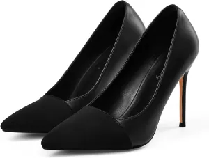 Elisabet Tang Elegant Women's Pumps Two-Tone 4 inch High Heel Pointed Toe Slip on Stiletto Shoes for Office Party Wedding Evening Wear