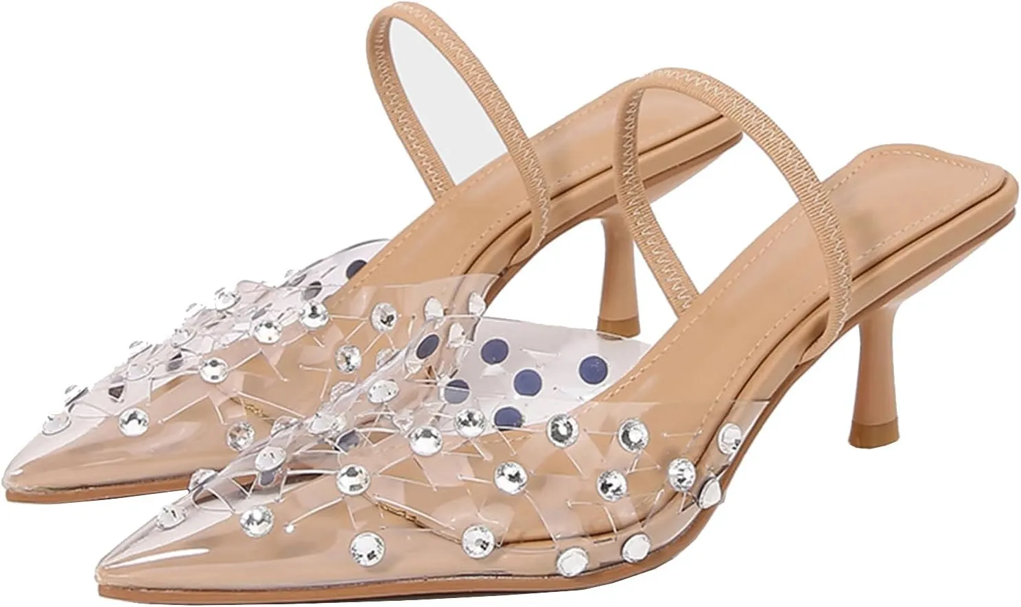 Embroidered Kitten Heels For Women Slingback Comfortable Floral Wedding Pumps