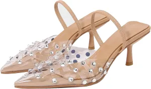 Embroidered Kitten Heels For Women Slingback Comfortable Floral Wedding Pumps