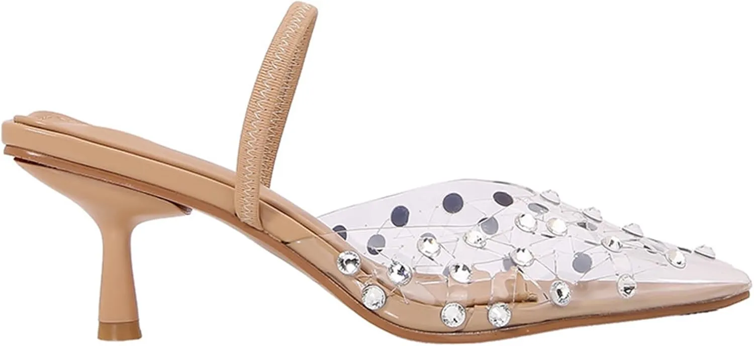 Embroidered Kitten Heels For Women Slingback Comfortable Floral Wedding Pumps