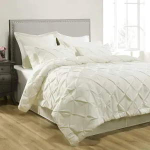 Emperor 7 Piece Pinch Pleated Bed in a Bag (18 inch Deep Pocket Sheet Set and 500GSM Comforter) 1000 Thread Count Egyptian Cotton Comforter Bedding Set - Ivory