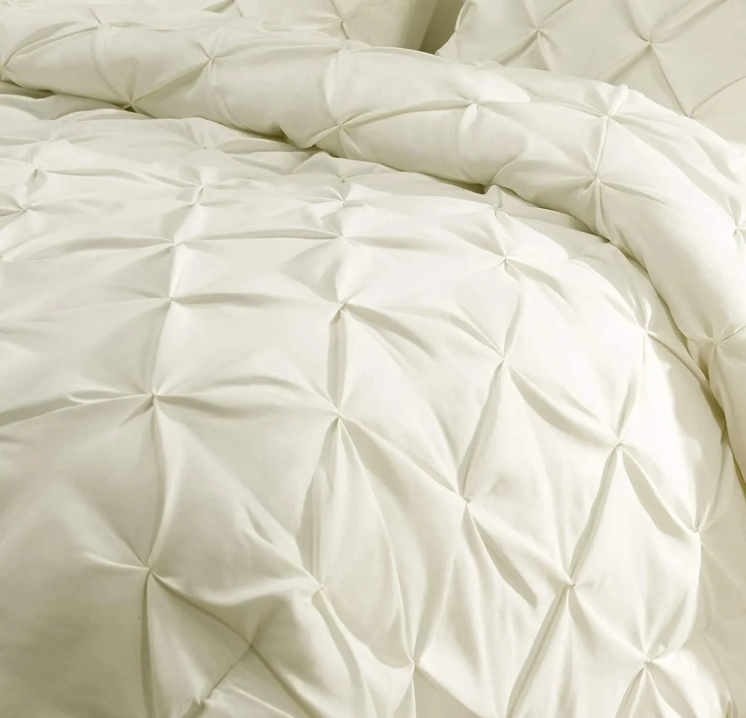 Emperor 7 Piece Pinch Pleated Bed in a Bag (18 inch Deep Pocket Sheet Set and 500GSM Comforter) 1000 Thread Count Egyptian Cotton Comforter Bedding Set - Ivory