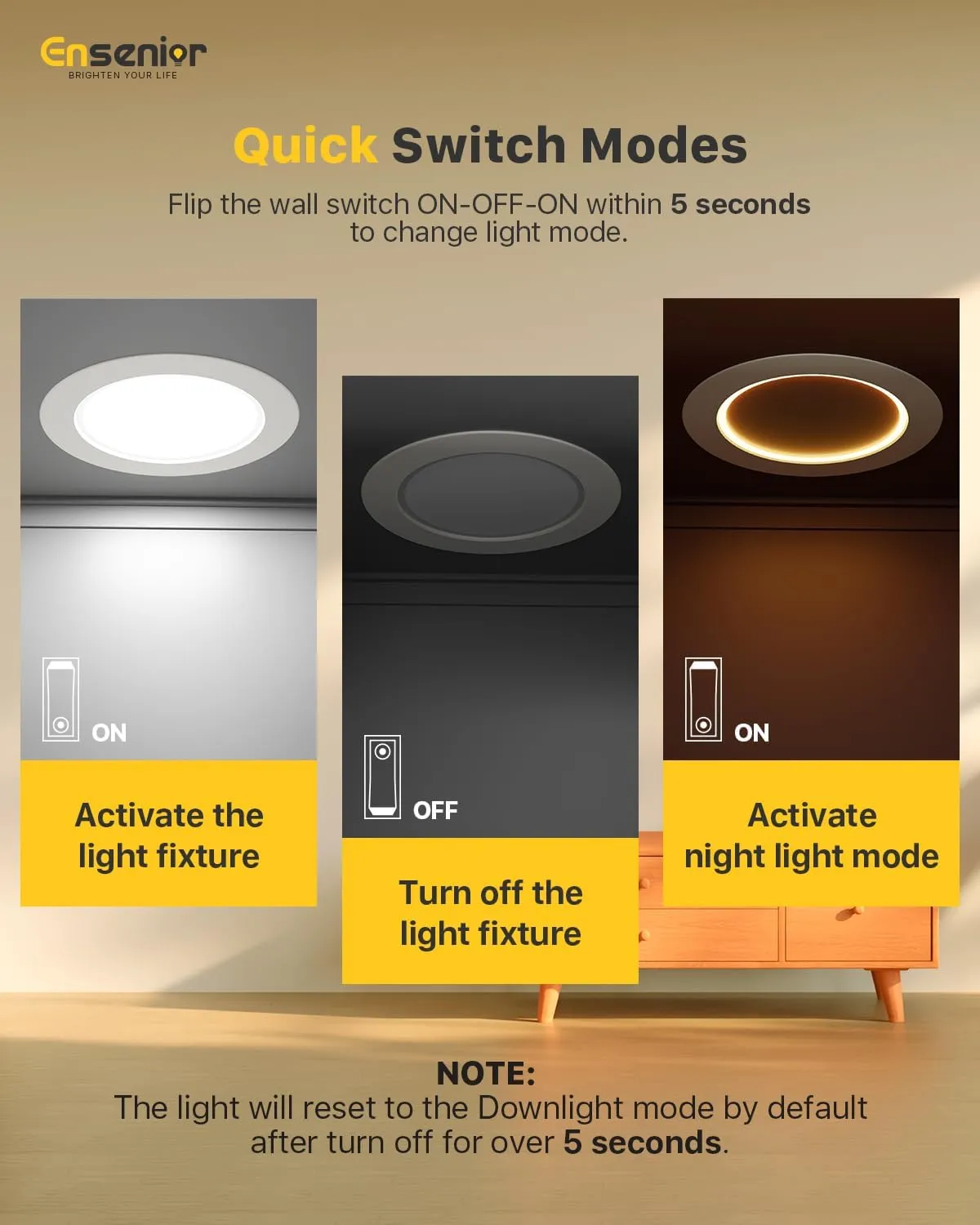 Ensenior 4 Inch LED Recessed Lighting 6 Pack with Night Light, Dimmable Flat LED Can Lights, 5CCT Adjustable Color Temperature (2700K-5000K), 7W=77W 700LM, IC & Damp Rated, FCC (6, 4 Inch)