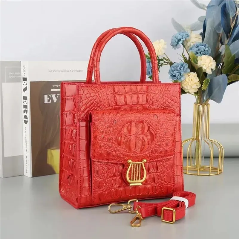 Exotic Genuine Alligator Skin Women Small Totes Bag Cross Shoulder Bag Authentic Crocodile Leather Lady Mini Purse Handbag