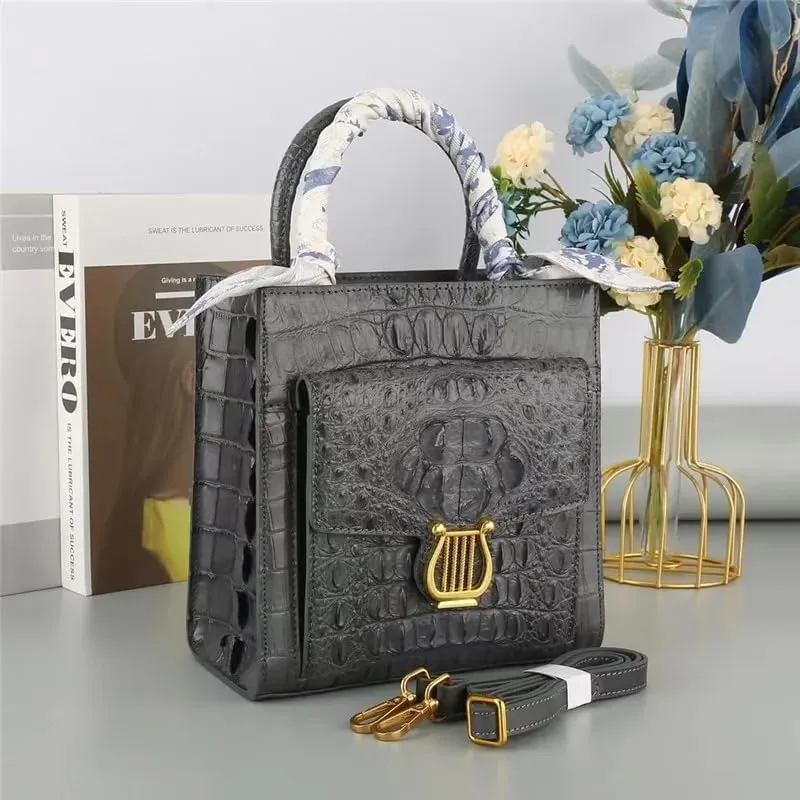 Exotic Genuine Alligator Skin Women Small Totes Bag Cross Shoulder Bag Authentic Crocodile Leather Lady Mini Purse Handbag