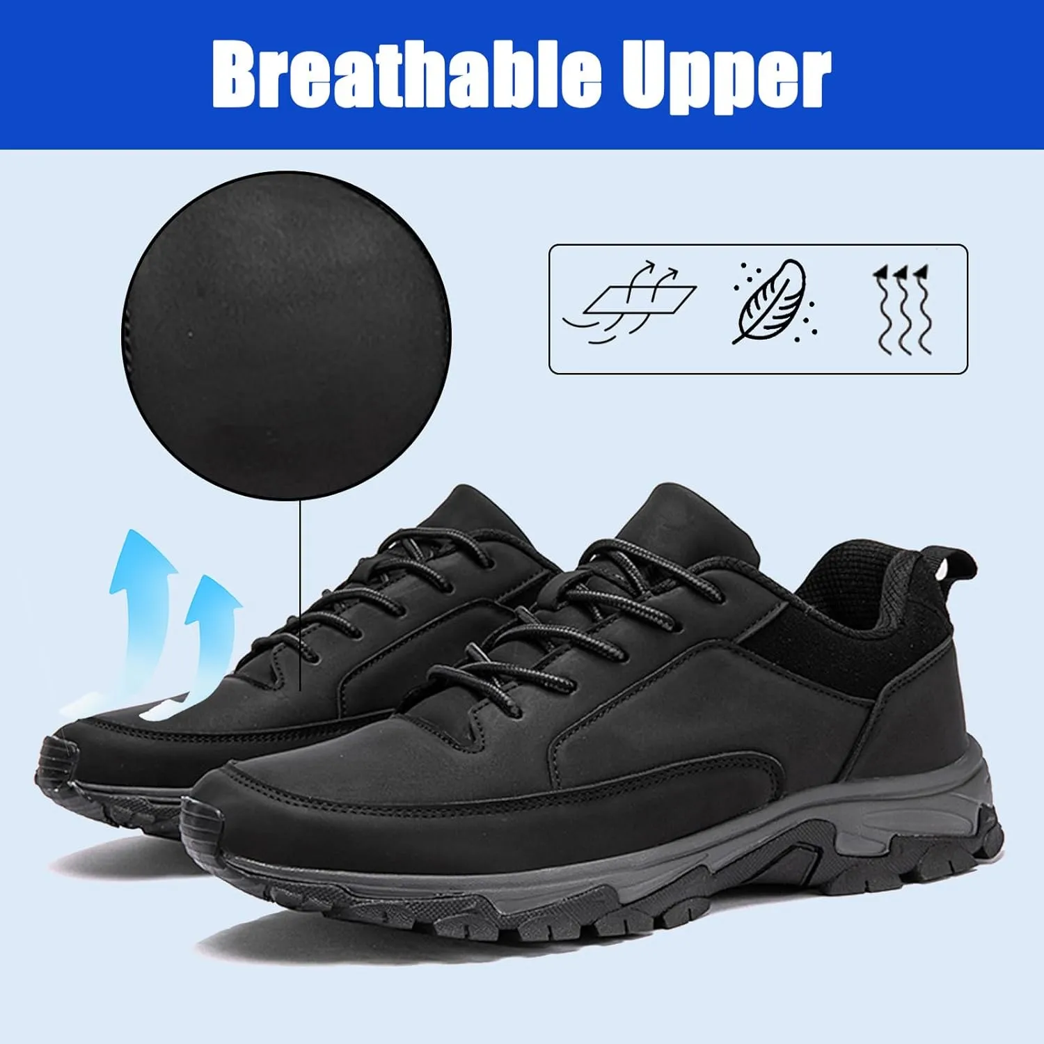 Extra Wide Fit Slip On Outdoor Hiking Trekking Sneaker,Waterproof Men's Trainers,Breathable Lightweight Men's Sports Shoes,Non Slip Sports Shoes