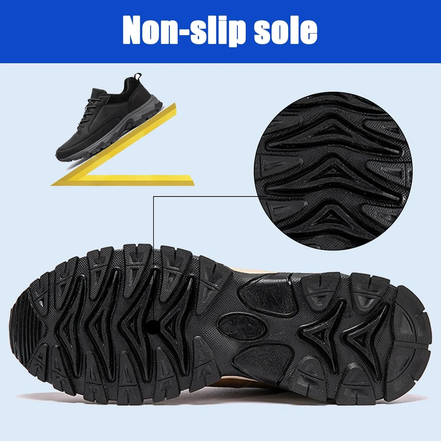 Extra Wide Fit Slip On Outdoor Hiking Trekking Sneaker,Waterproof Men's Trainers,Breathable Lightweight Men's Sports Shoes,Non Slip Sports Shoes