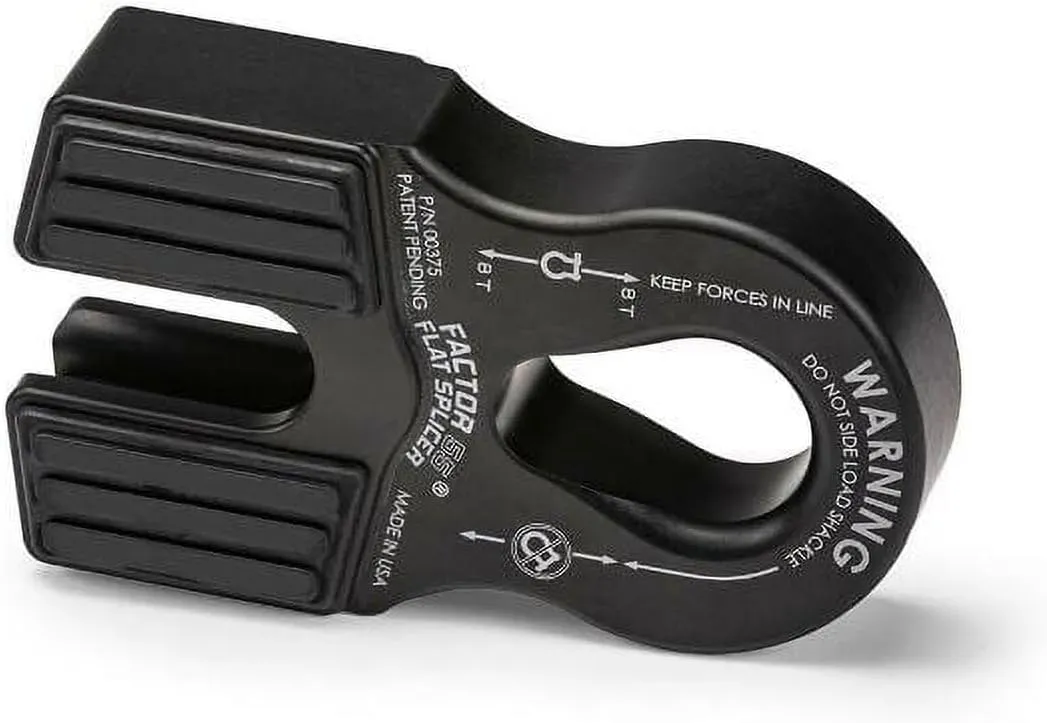 Factor 55 Flat Splicer Low-Profile Design for Synthetic Rope, Fits Synthetic Rope up to 1/2" - Black