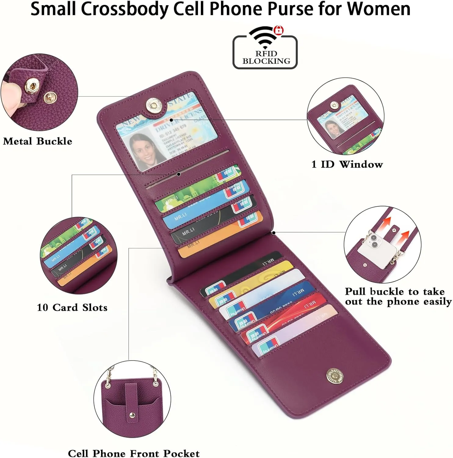 FALAN MULE Small Cell Phone Crossbody Bag Purse for Women, PU Leather Wallet Purse…