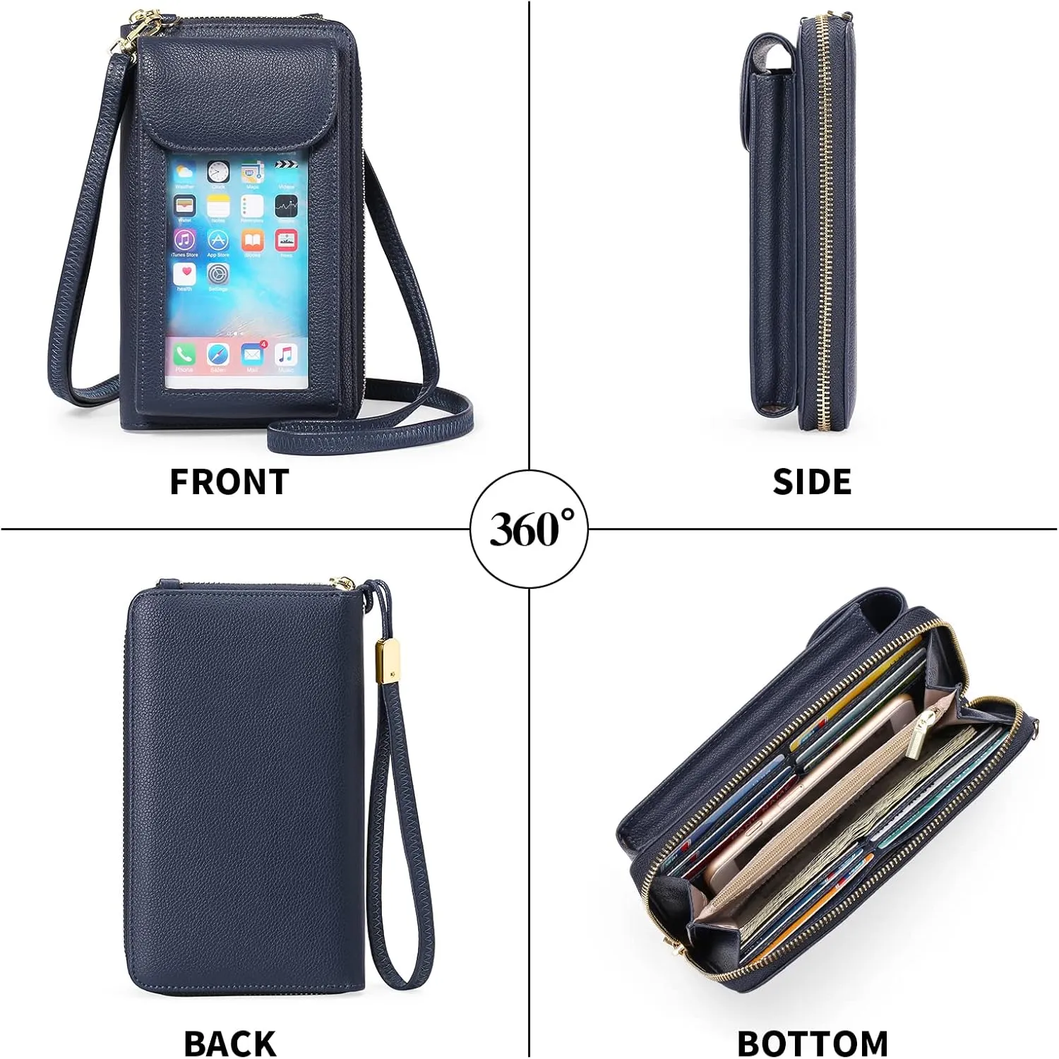 FALAN MULE Small Cell Phone Crossbody Bag Purse for Women, PU Leather Wallet Purse…