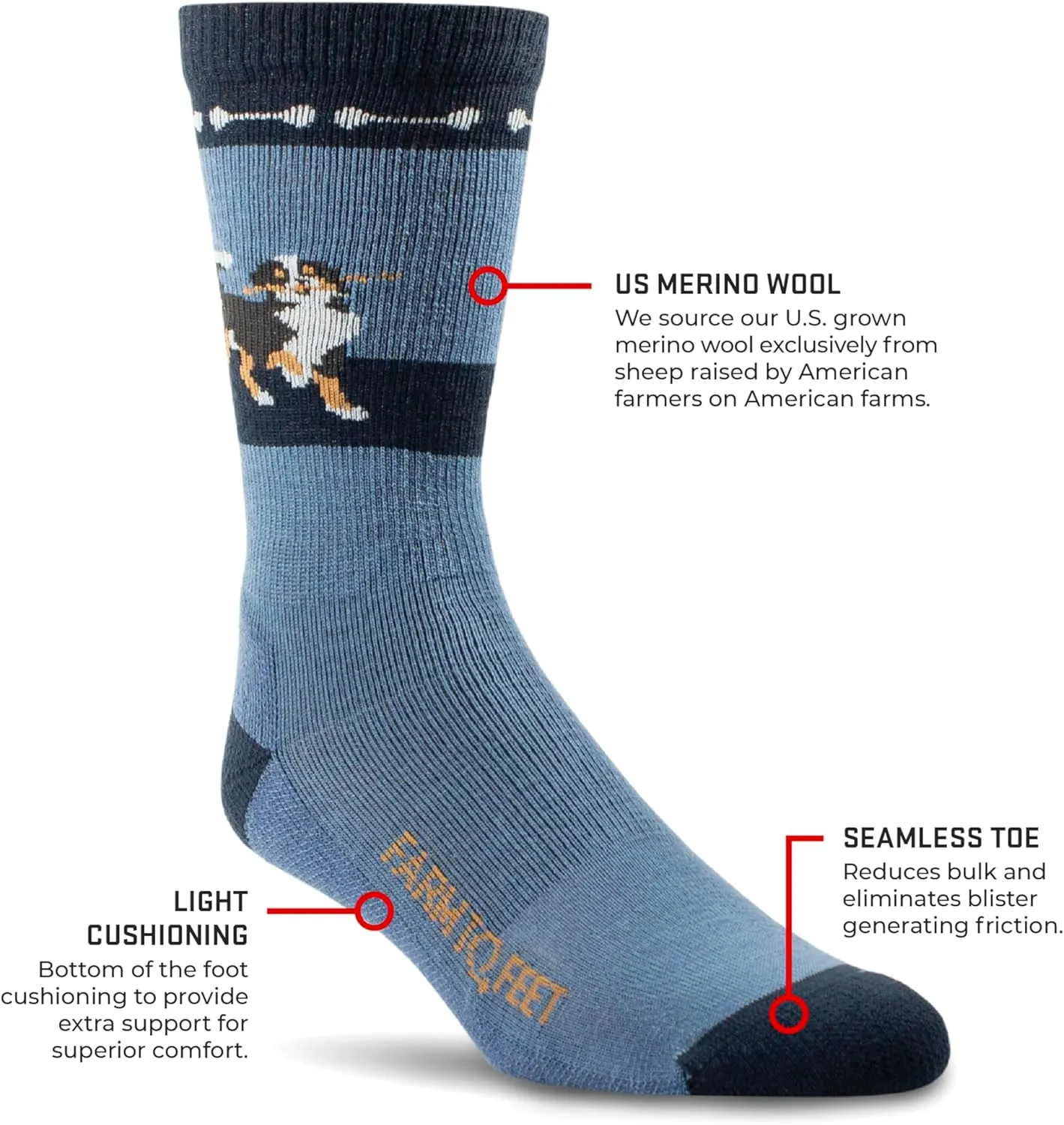 Farm to Feet Richmond Everyday Light Cushion Merino Wool Crew Socks