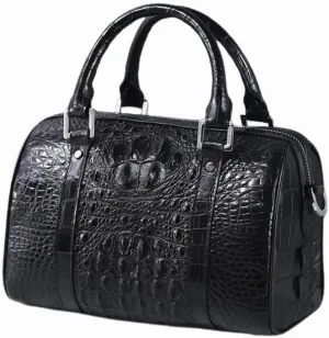 Fashion Lady Purse Genuine Crocodile Leather Women's Small Boston Bag Exotic Alligator Skin Zipper Closure Female Handbag