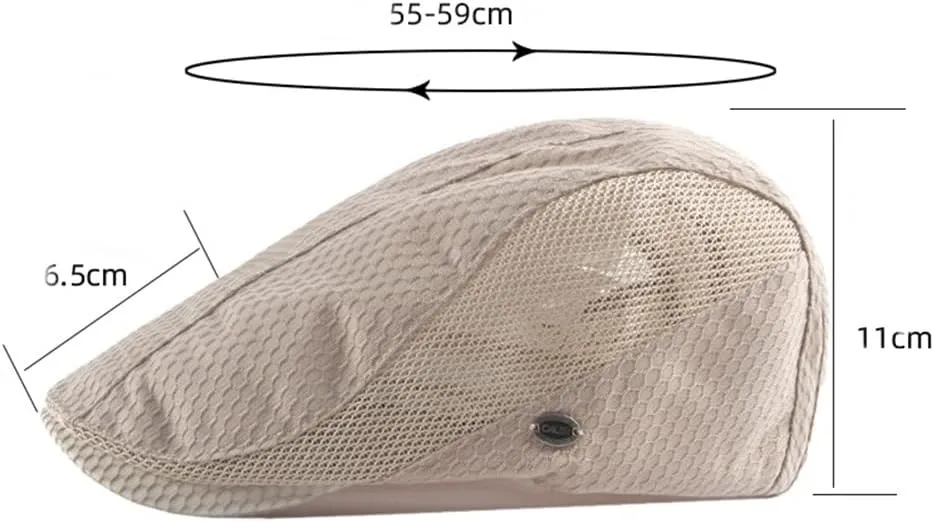 FASHIXD Mens Mesh Flat Caps Light Summer Beret Hat Breathable Newsboy Ivy Cap Cabbie Adjustable