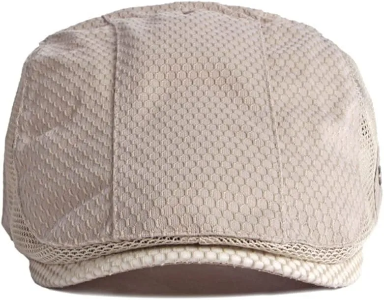 FASHIXD Mens Mesh Flat Caps Light Summer Beret Hat Breathable Newsboy Ivy Cap Cabbie Adjustable