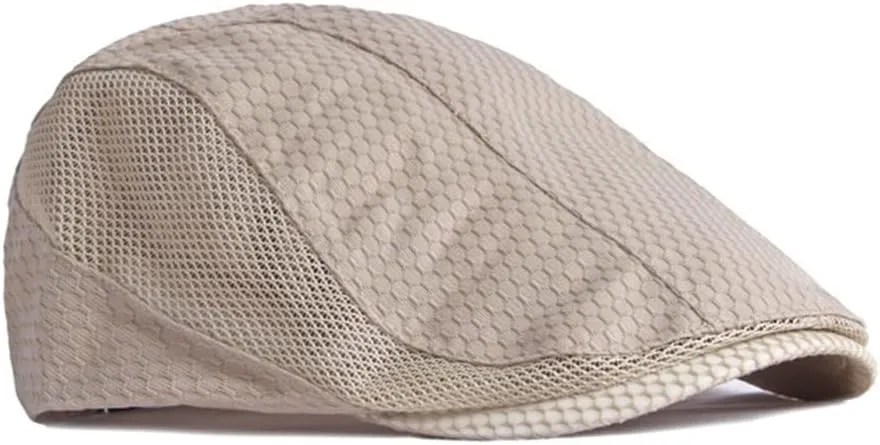 FASHIXD Mens Mesh Flat Caps Light Summer Beret Hat Breathable Newsboy Ivy Cap Cabbie Adjustable
