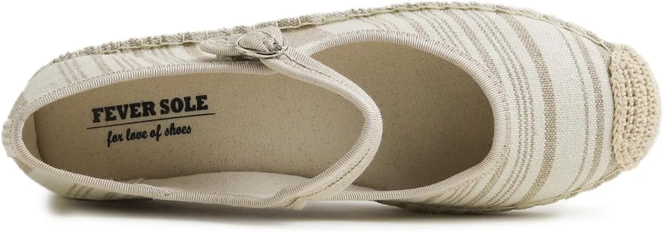 FEVERSOLE Close Toe Espadrilles Women's Comfort Breathable Ankle Strap Low Heel Wedge