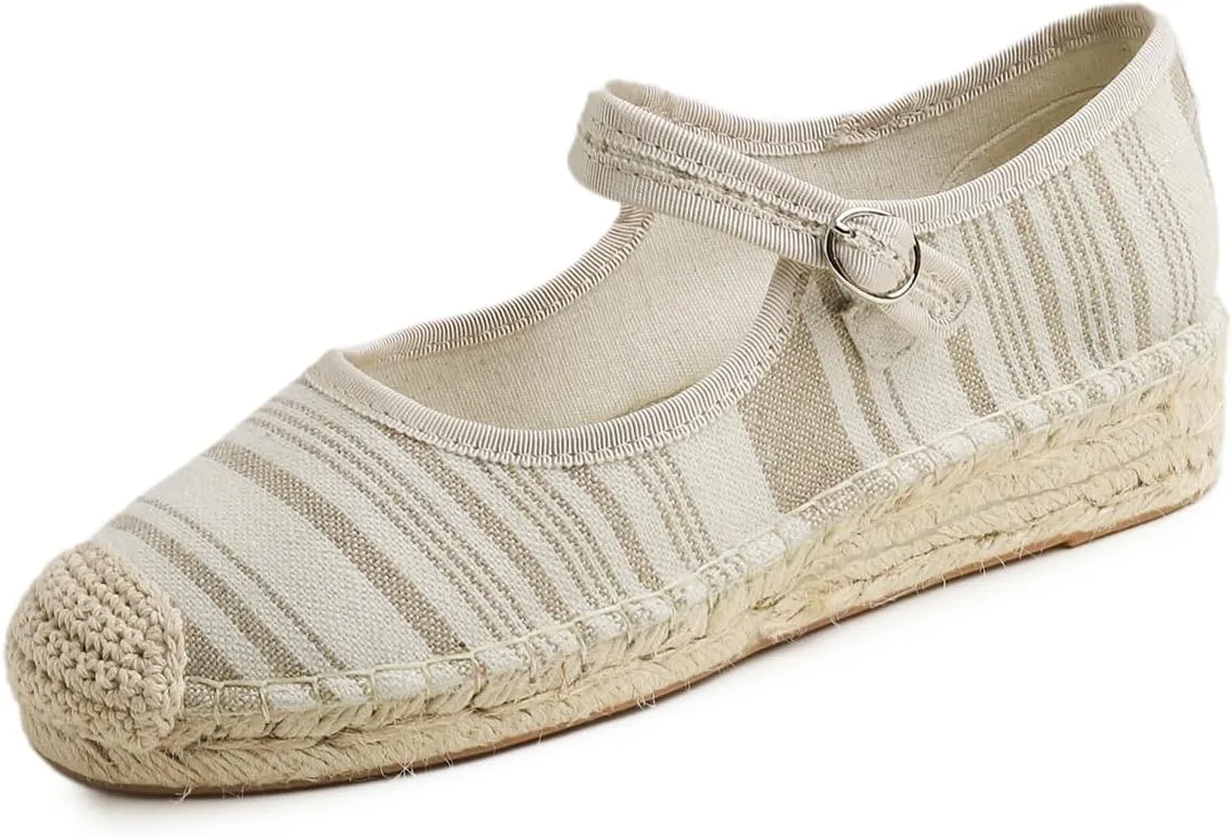 FEVERSOLE Close Toe Espadrilles Women's Comfort Breathable Ankle Strap Low Heel Wedge
