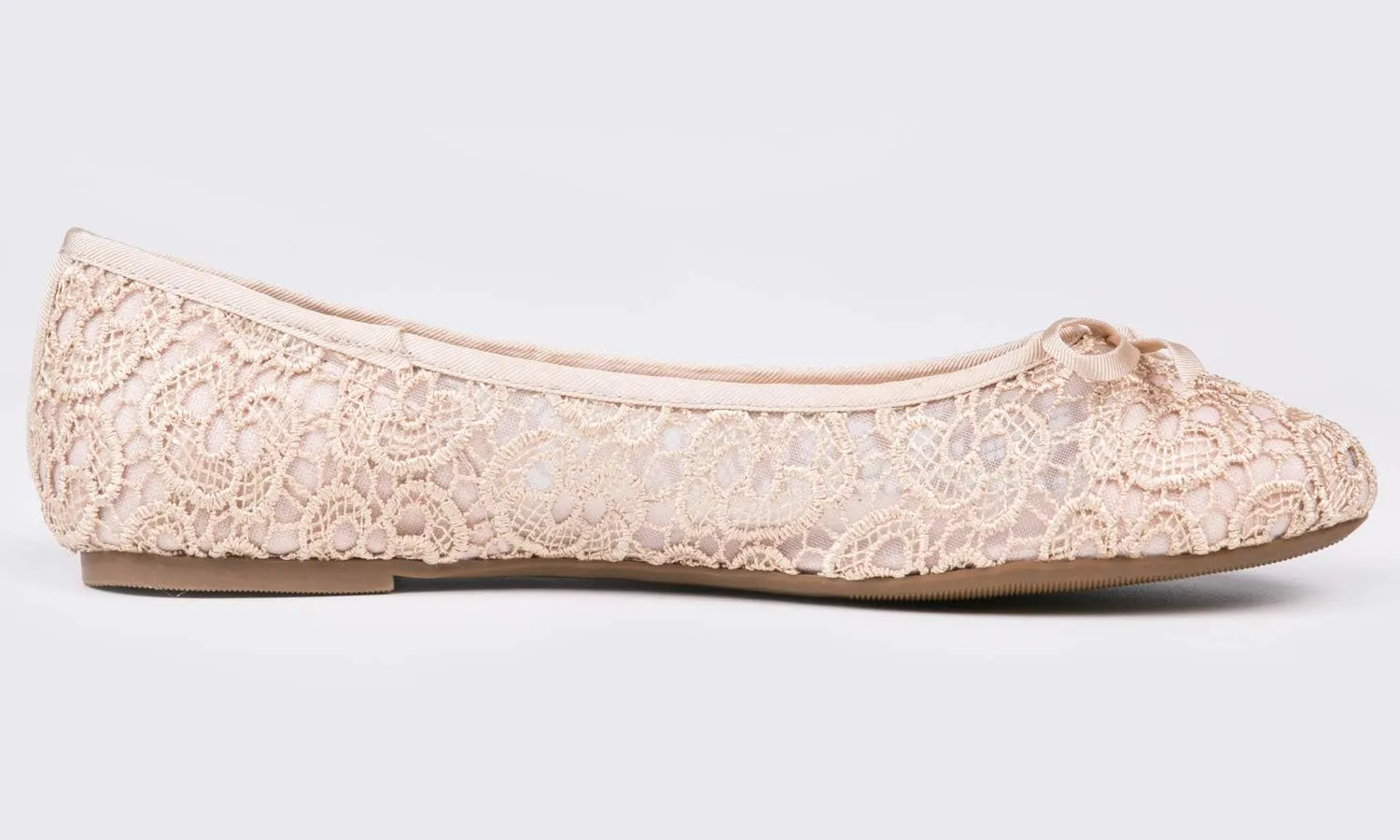 FEVERSOLE Round Toe Lace Ballet Crochet Flats Women's Comfy Breathable Shoes