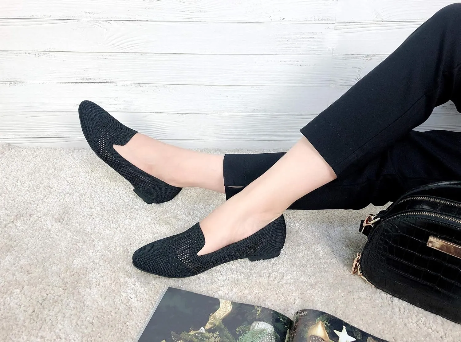Feversole Women's Woven Fashion Breathable Knit Flat Shoes