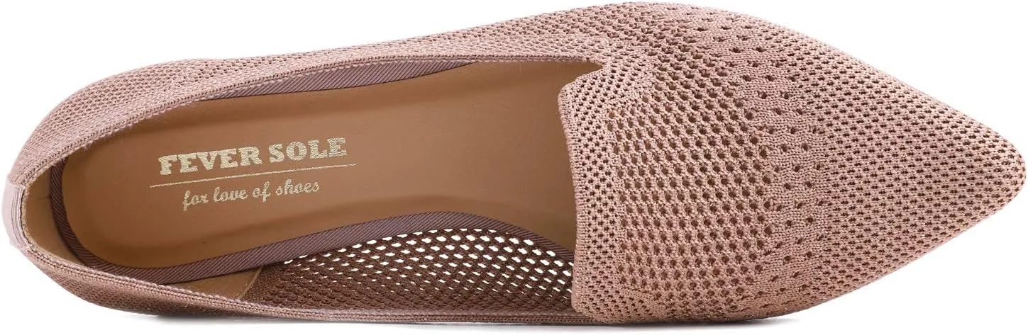 Feversole Women's Woven Fashion Breathable Knit Flat Shoes