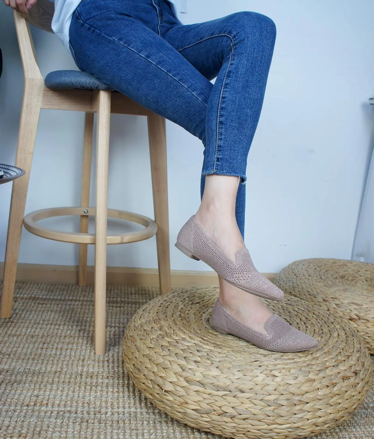 Feversole Women's Woven Fashion Breathable Knit Flat Shoes