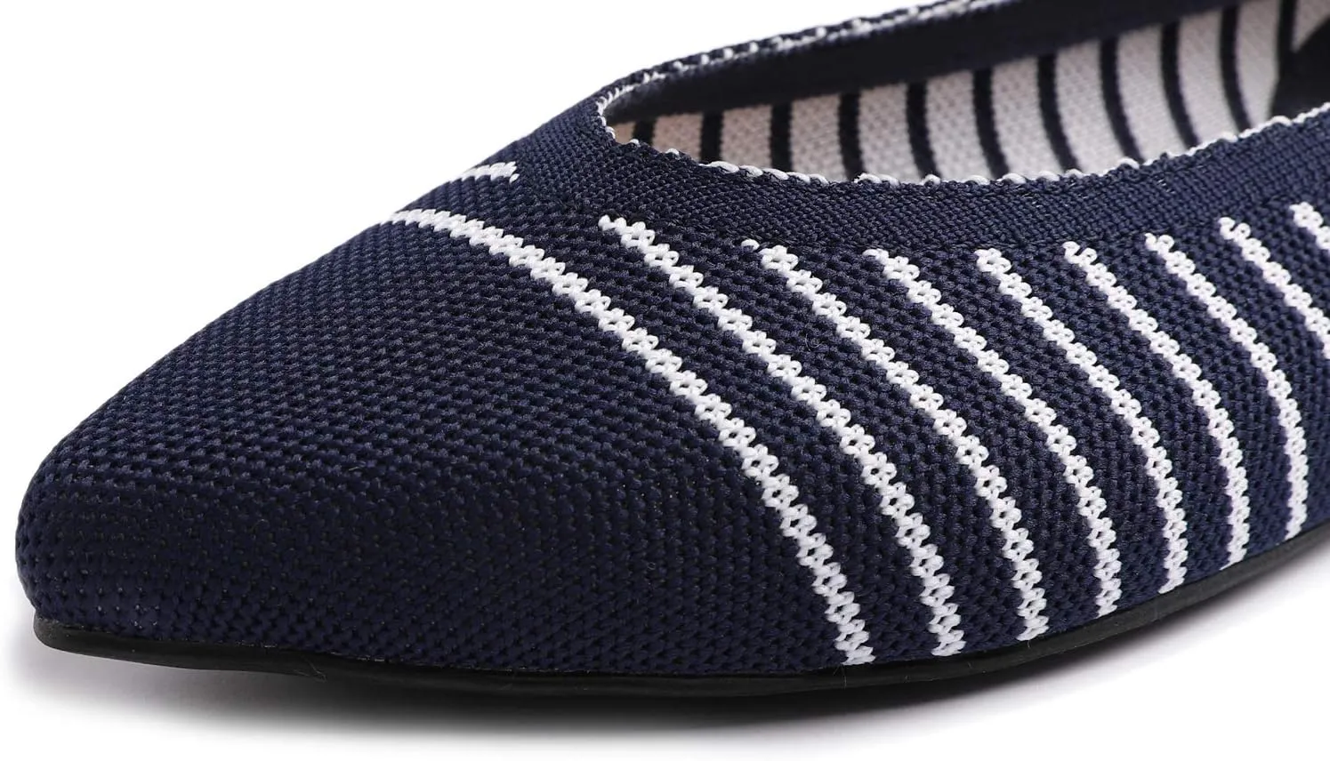 FEVERSOLE Women's Woven Pointy Fashion Cutouts Breathable Knit Flat Shoes
