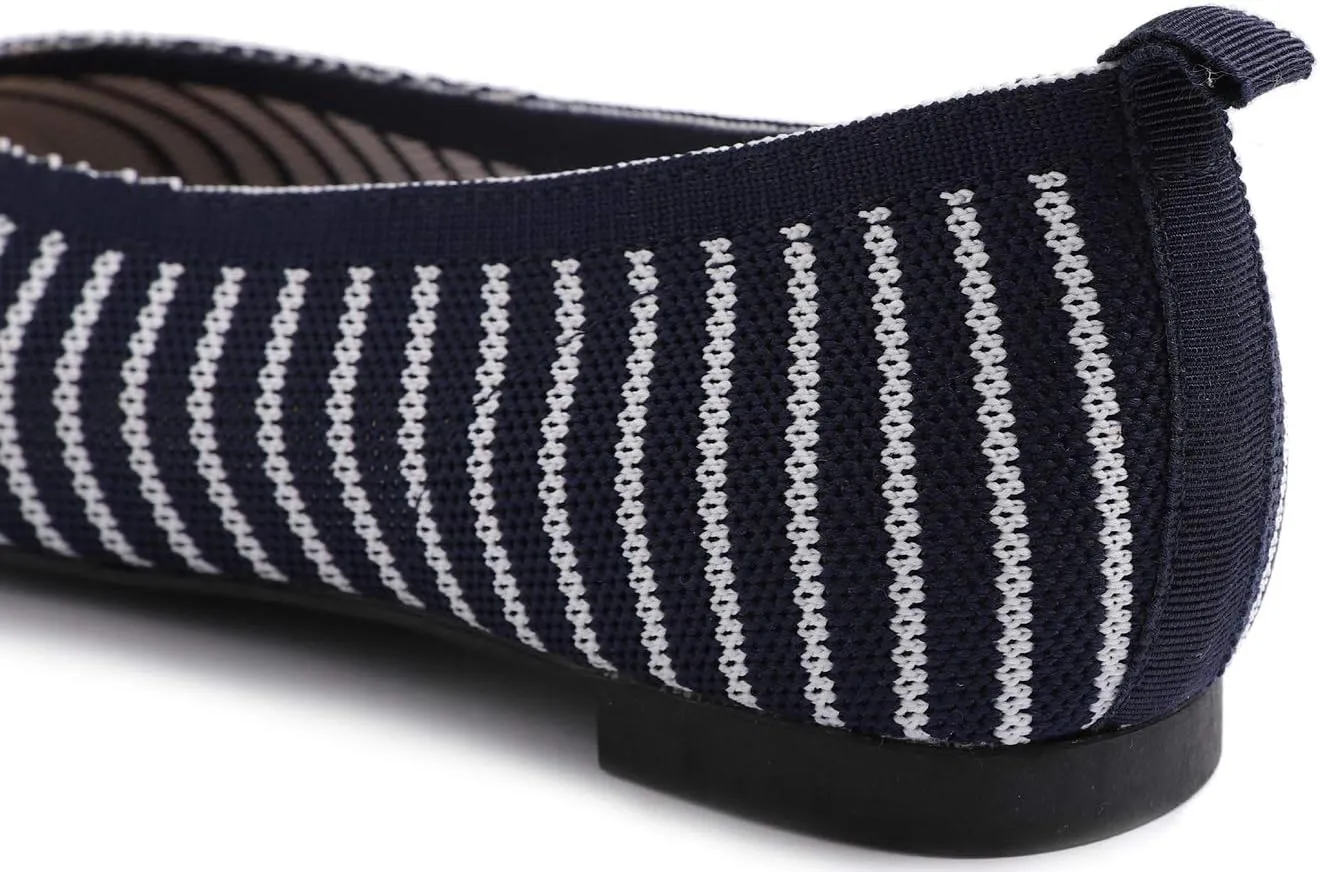 FEVERSOLE Women's Woven Pointy Fashion Cutouts Breathable Knit Flat Shoes