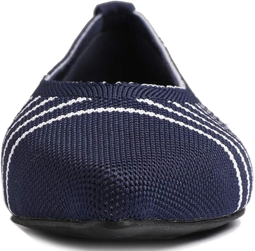FEVERSOLE Women's Woven Pointy Fashion Cutouts Breathable Knit Flat Shoes