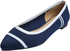 FEVERSOLE Women's Woven Pointy Fashion Cutouts Breathable Knit Flat Shoes
