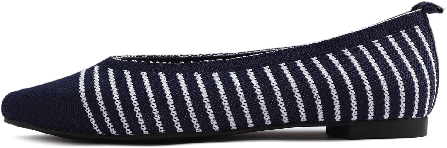 FEVERSOLE Women's Woven Pointy Fashion Cutouts Breathable Knit Flat Shoes