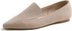 FEVERSOLE Women's Woven Pointy Fashion Cutouts Breathable Knit Flat Shoes