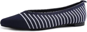 FEVERSOLE Women's Woven Pointy Fashion Cutouts Breathable Knit Flat Shoes