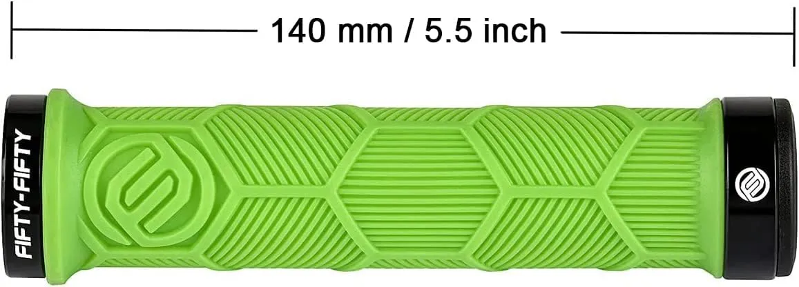 FIFTY-FIFTY Double Lock-On Mountain Bike Grips, Bicycle Handlebar Locking Grips, Non-Slip MTB Handle