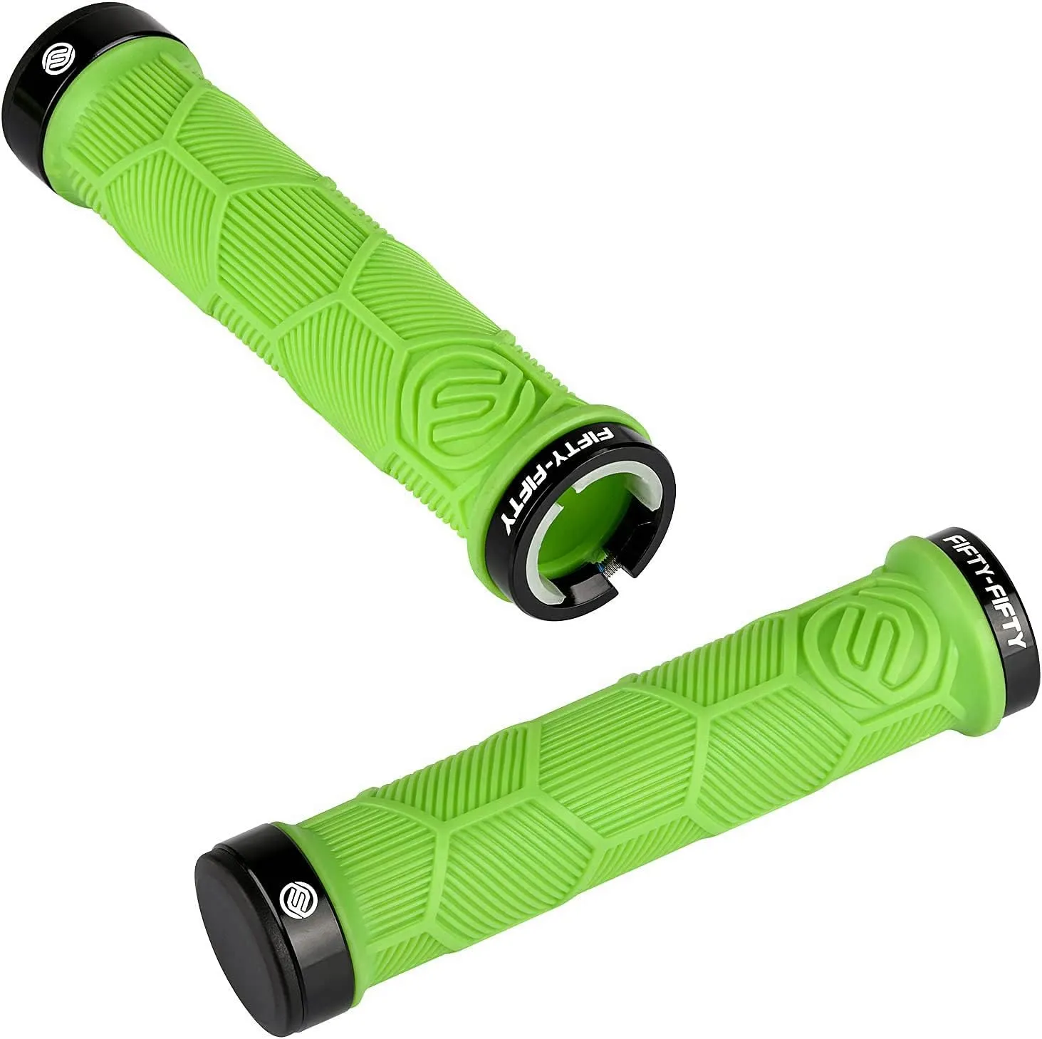 FIFTY-FIFTY Double Lock-On Mountain Bike Grips, Bicycle Handlebar Locking Grips, Non-Slip MTB Handle
