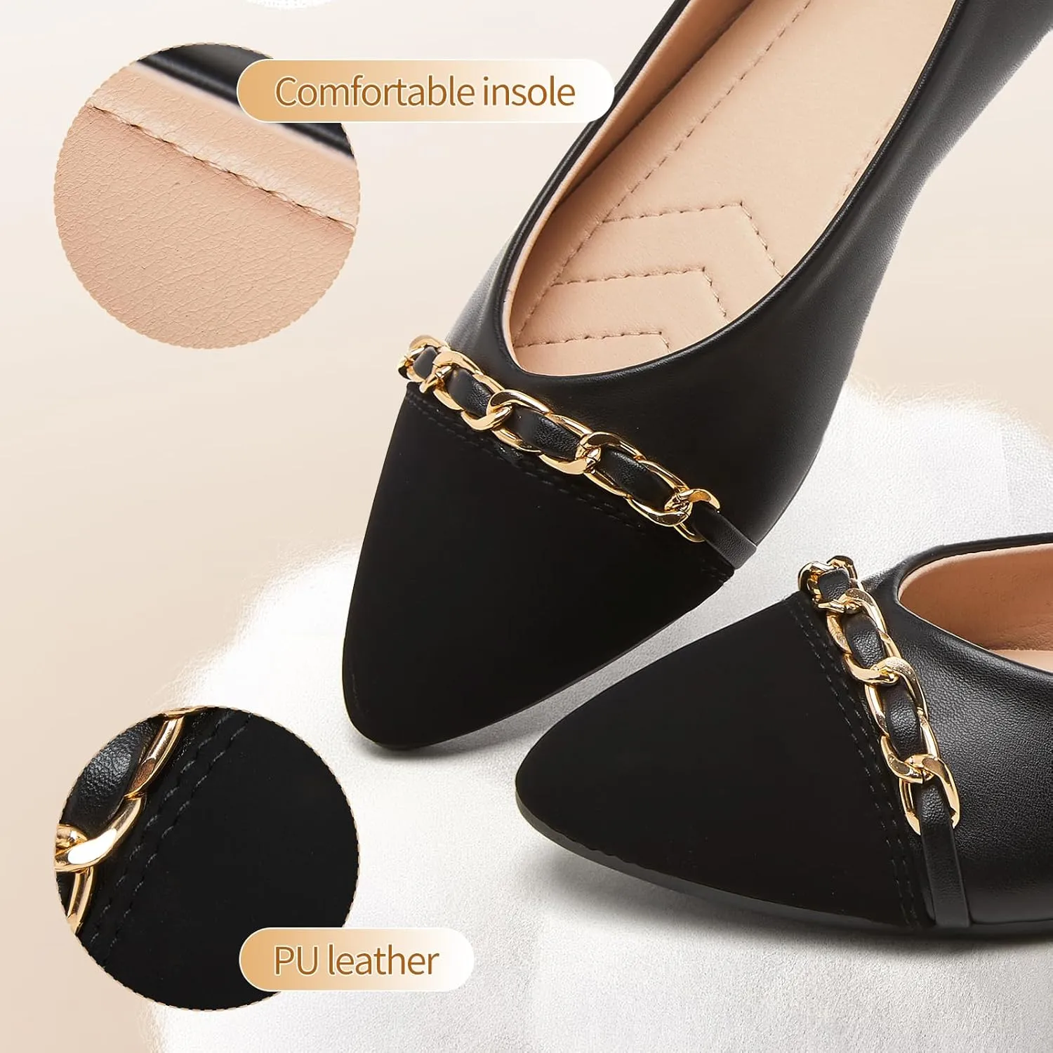 FINIWOR Ballet Flat Shoes for Womens,PU Leather Womens Loafers,Women Pointed Toe Dress Flat Shoes Casual, Comfortable Slip on Flats Shoes Women