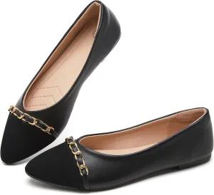FINIWOR Ballet Flat Shoes for Womens,PU Leather Womens Loafers,Women Pointed Toe Dress Flat Shoes Casual, Comfortable Slip on Flats Shoes Women