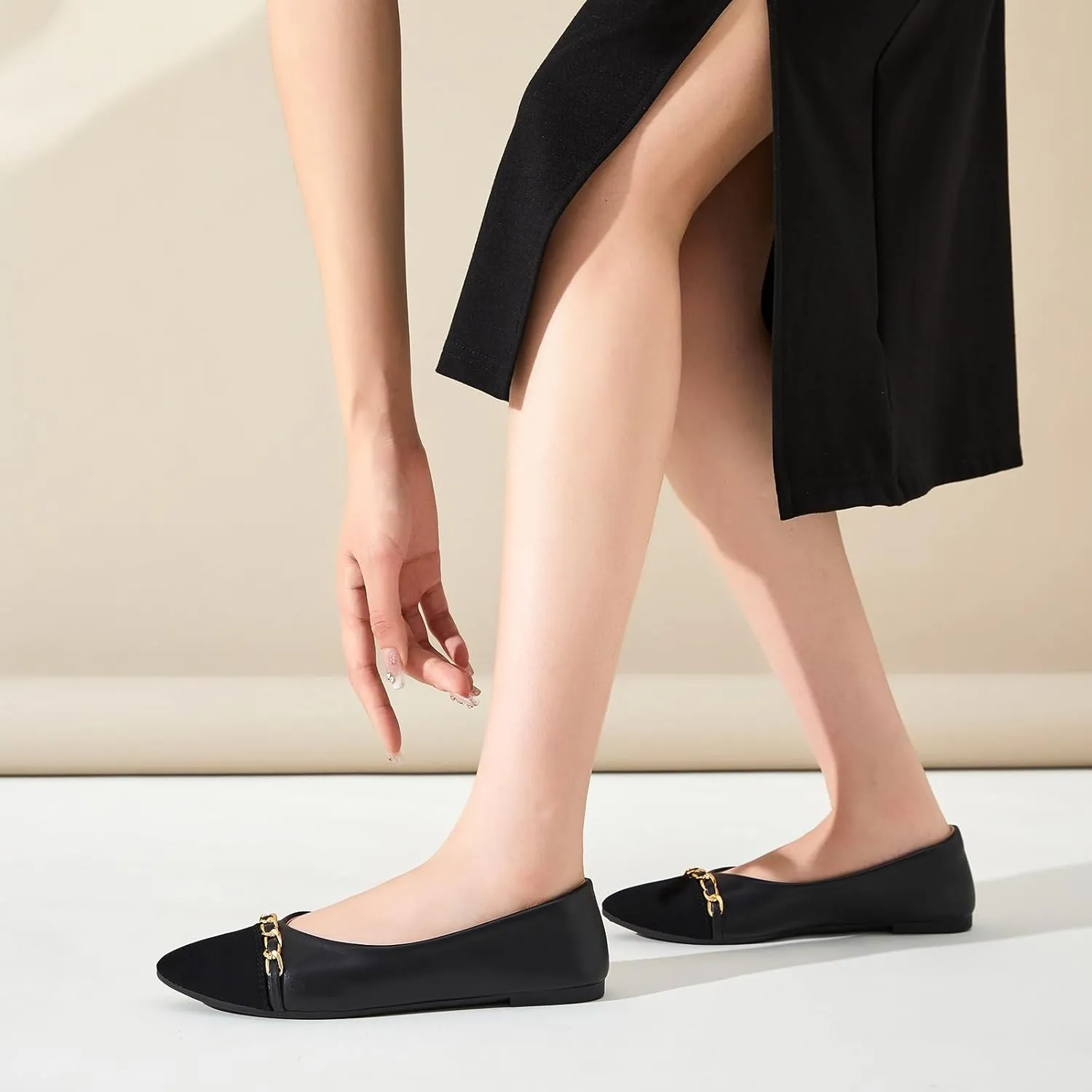 FINIWOR Ballet Flat Shoes for Womens,PU Leather Womens Loafers,Women Pointed Toe Dress Flat Shoes Casual, Comfortable Slip on Flats Shoes Women